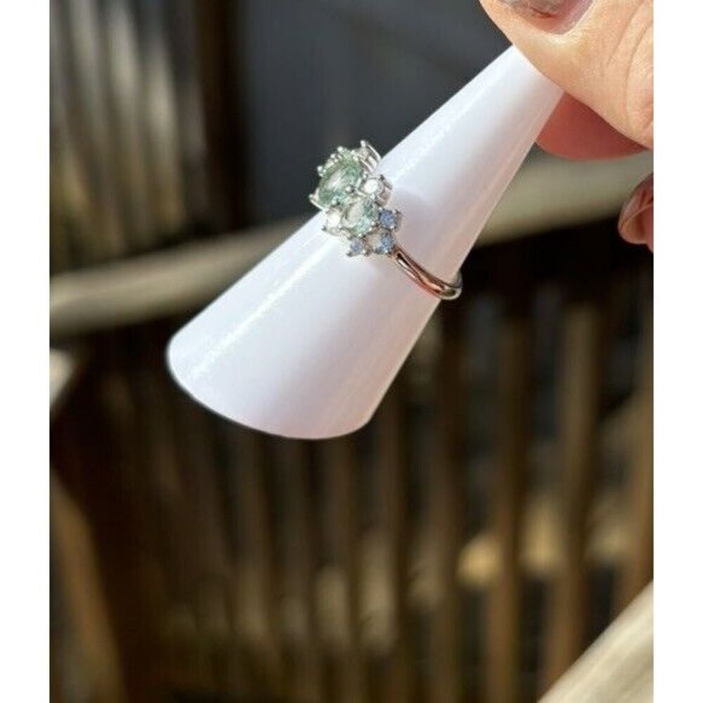 Bomb Party RBP3005 LC Light Green Quartz‎ On Rhodium Plated Band Sz 6 - Picture 3 of 3